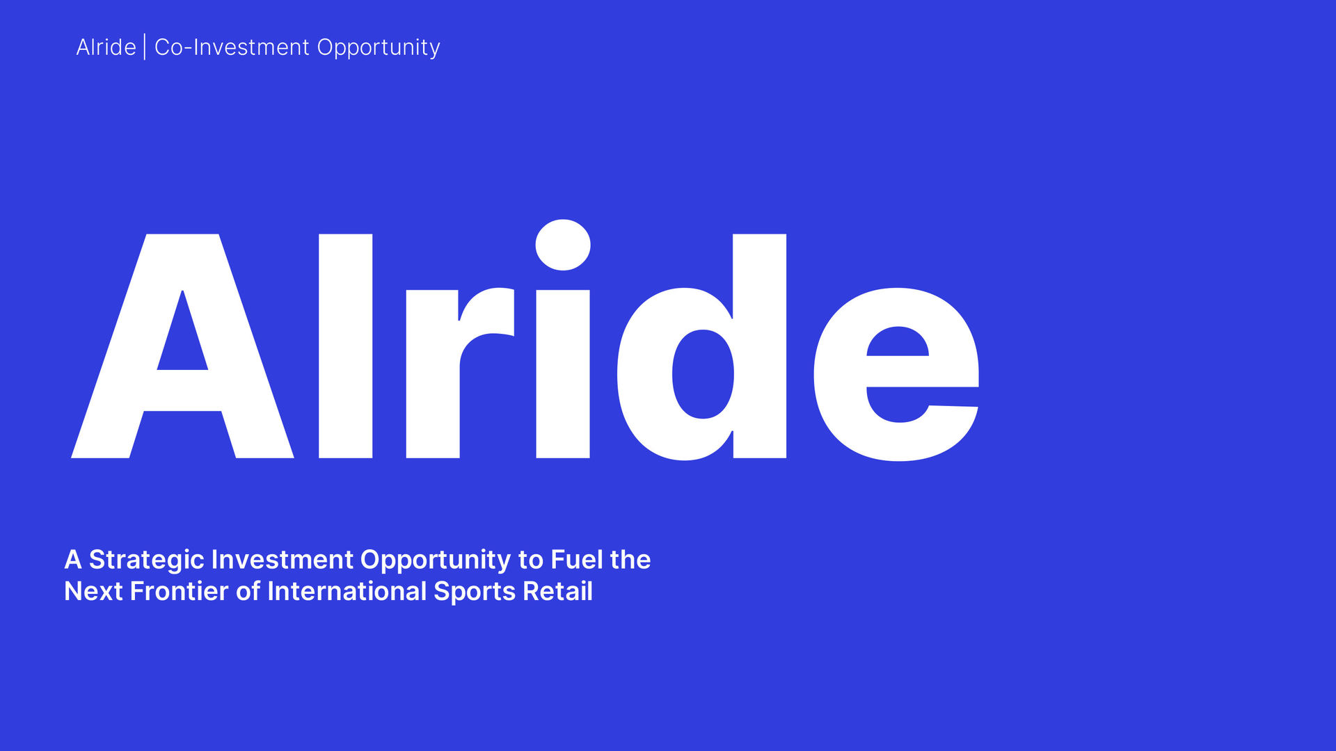 Alride investment narrative and pitch deck for sports retail thumbnail
