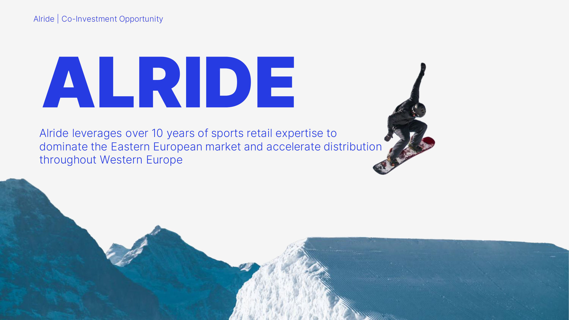 Alride pitch deck challenge — premium presentation for world-class investment partners