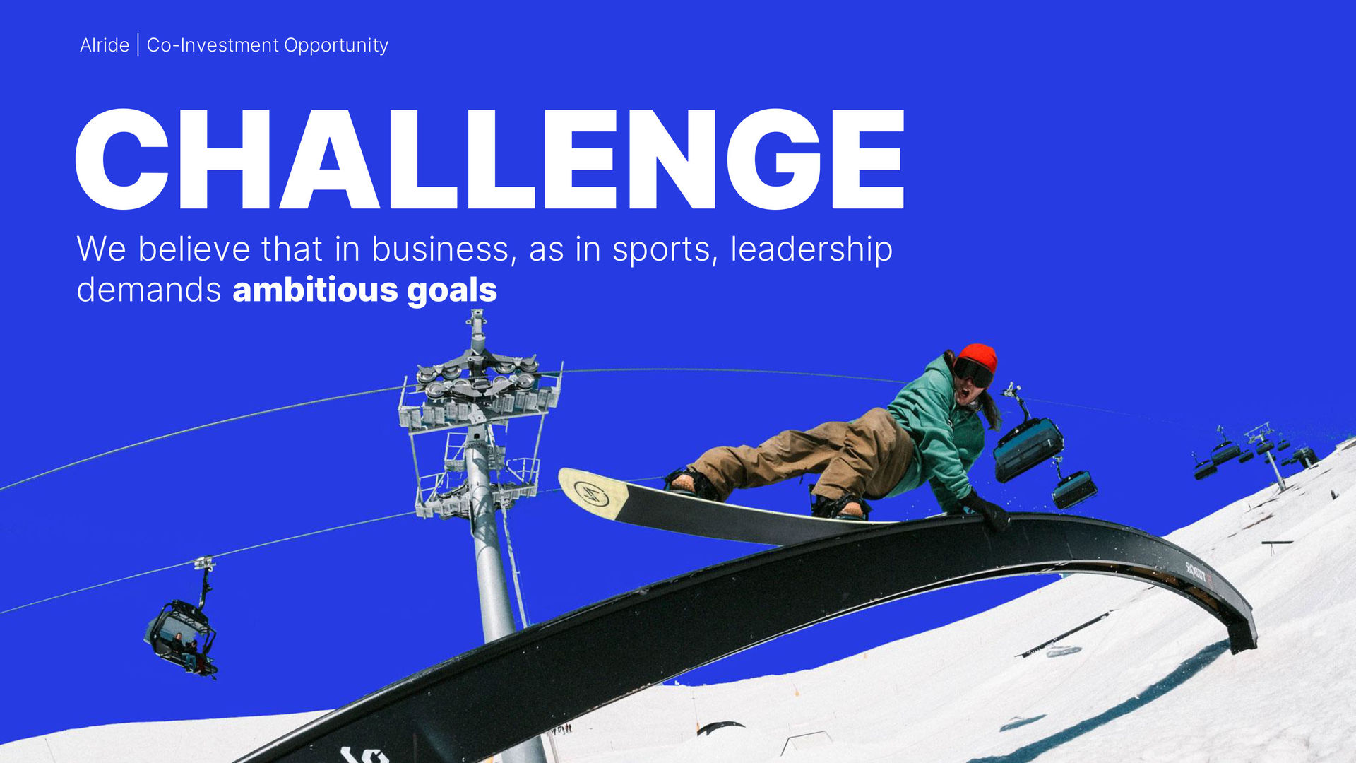 Alride pitch deck — market leadership and growth strategy slides