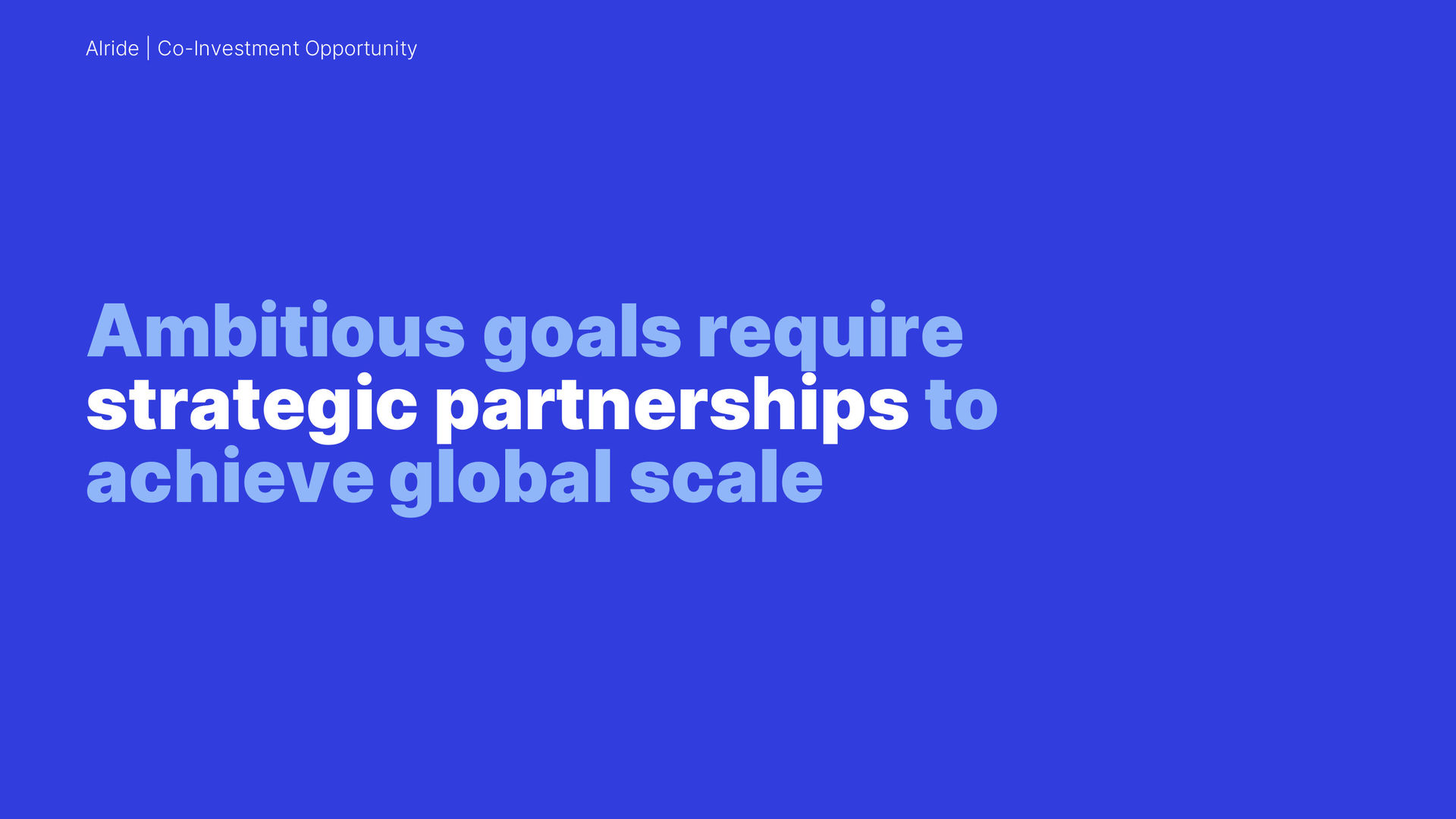 Alride pitch deck — dynamic data-driven storytelling slides