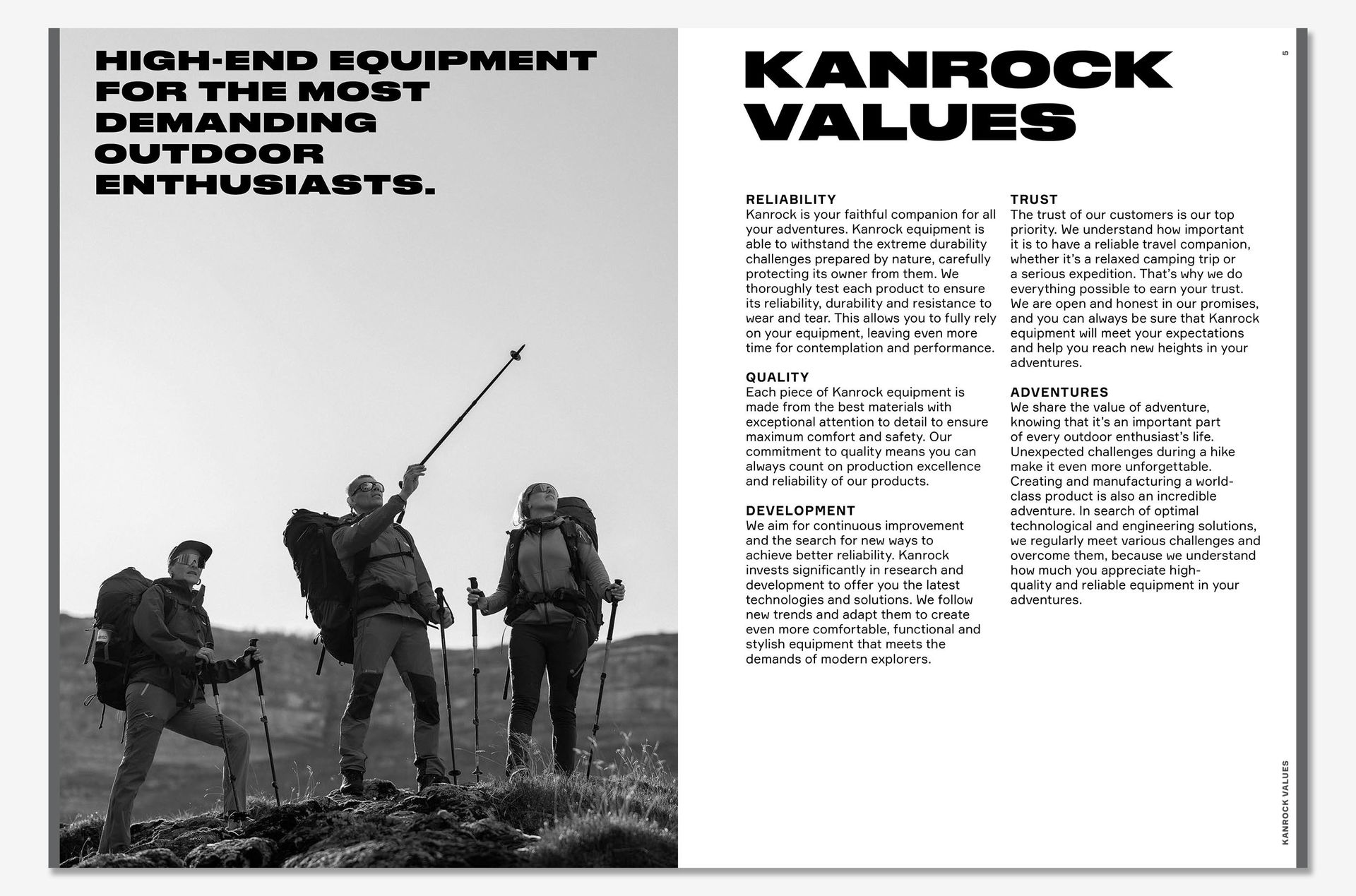 Kanrock catalog product showcase — PRO and TECH line backpacks and sleeping bags
