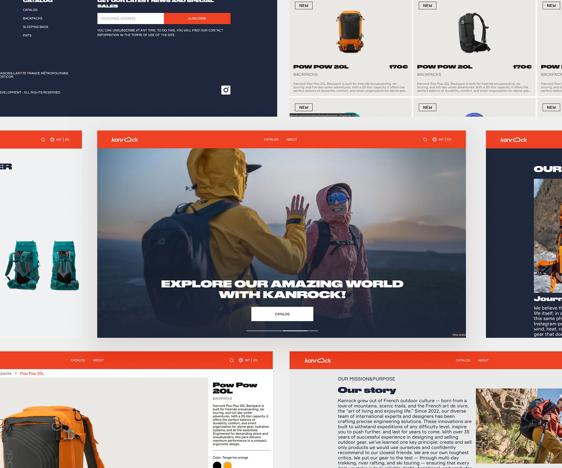 Kanrock website design — multilingual UX/UI with product photography and dealer locator