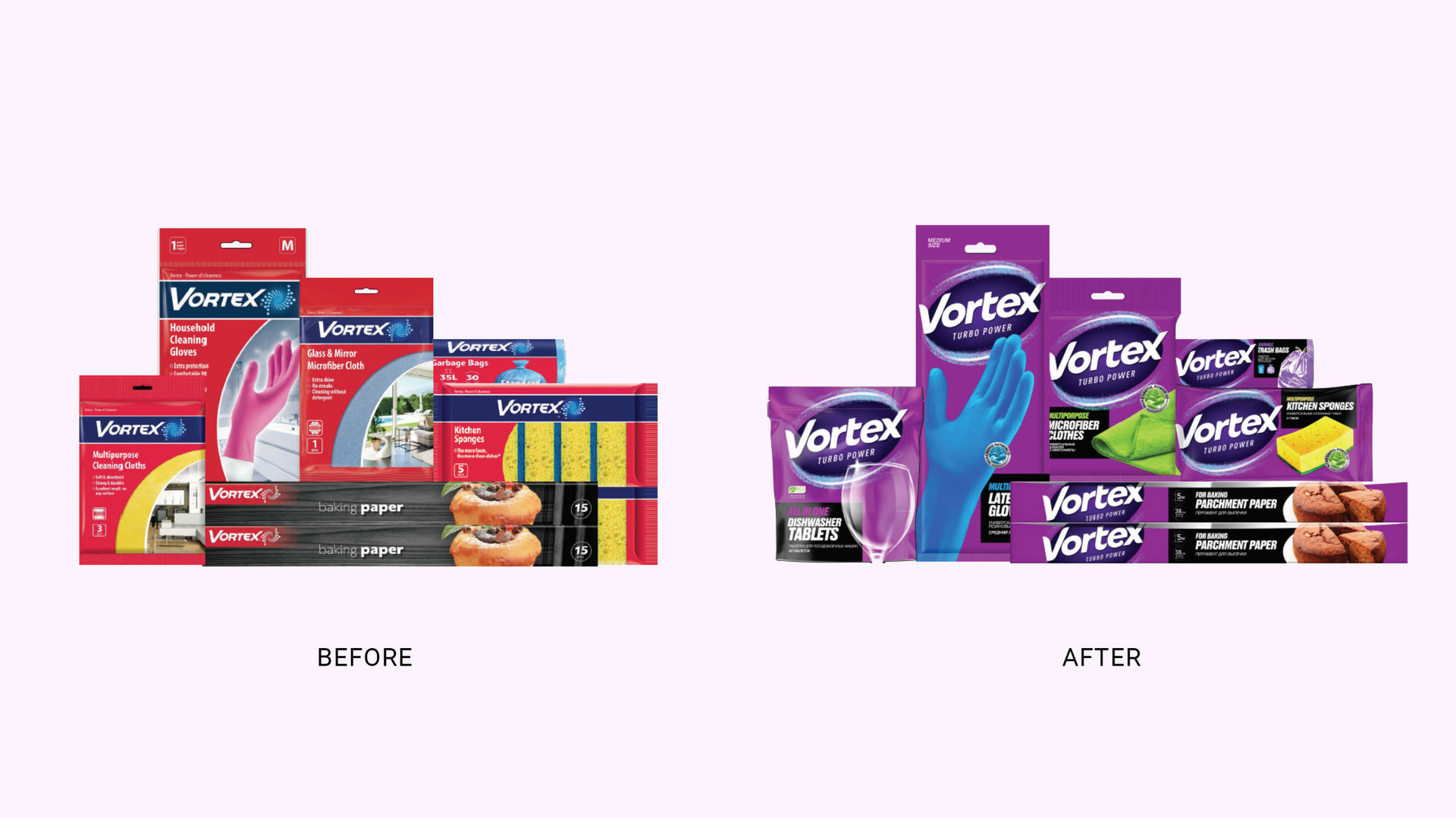 Vortex visual identity reinvention — premium packaging and brand design for international markets